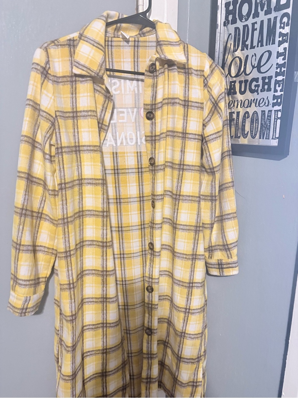 Girls Yellow Plaid Button-Front Shirt Dress